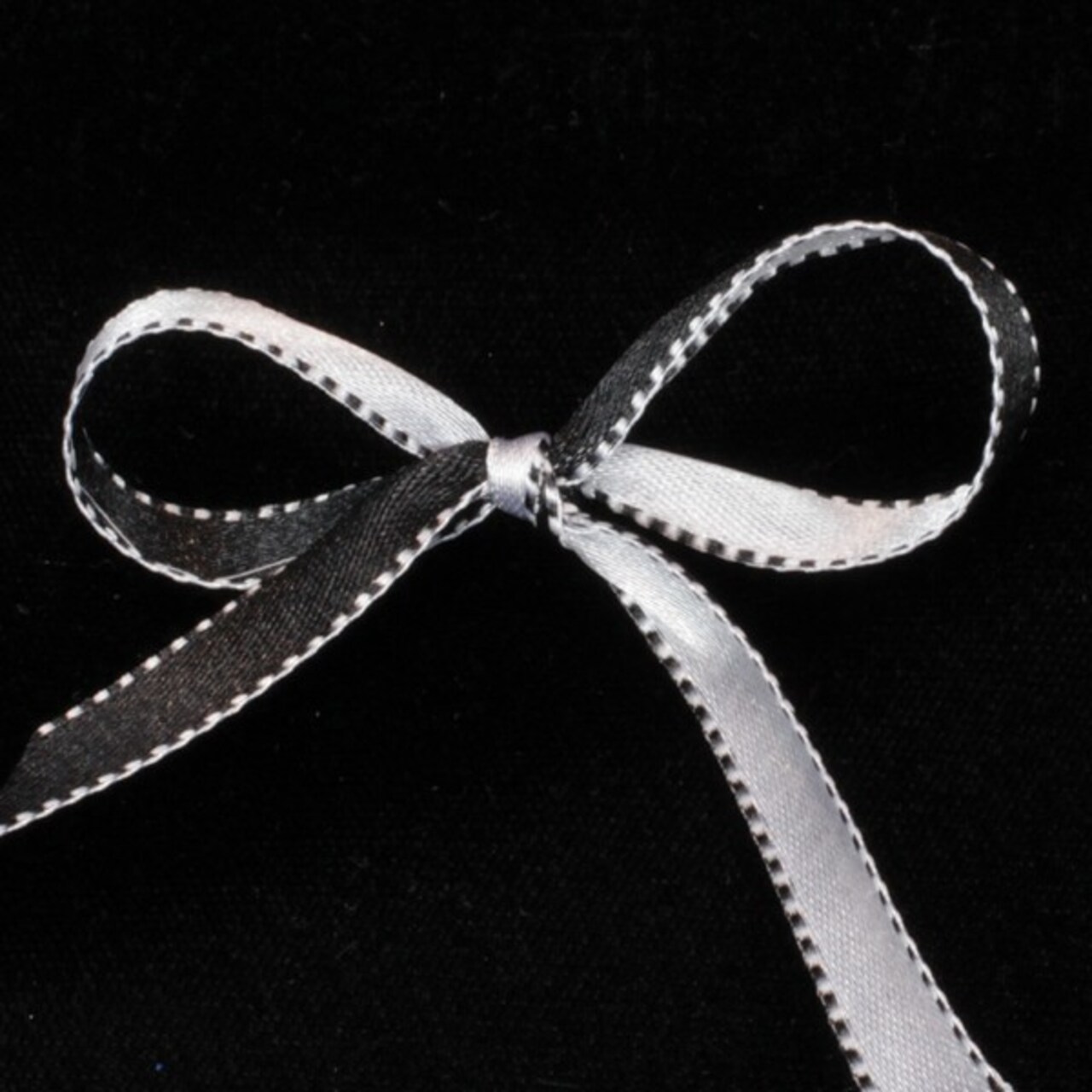 The Ribbon People Black and White Double Sided Craft Ribbon with Stitch Edge 0.25" x 110 Yards
